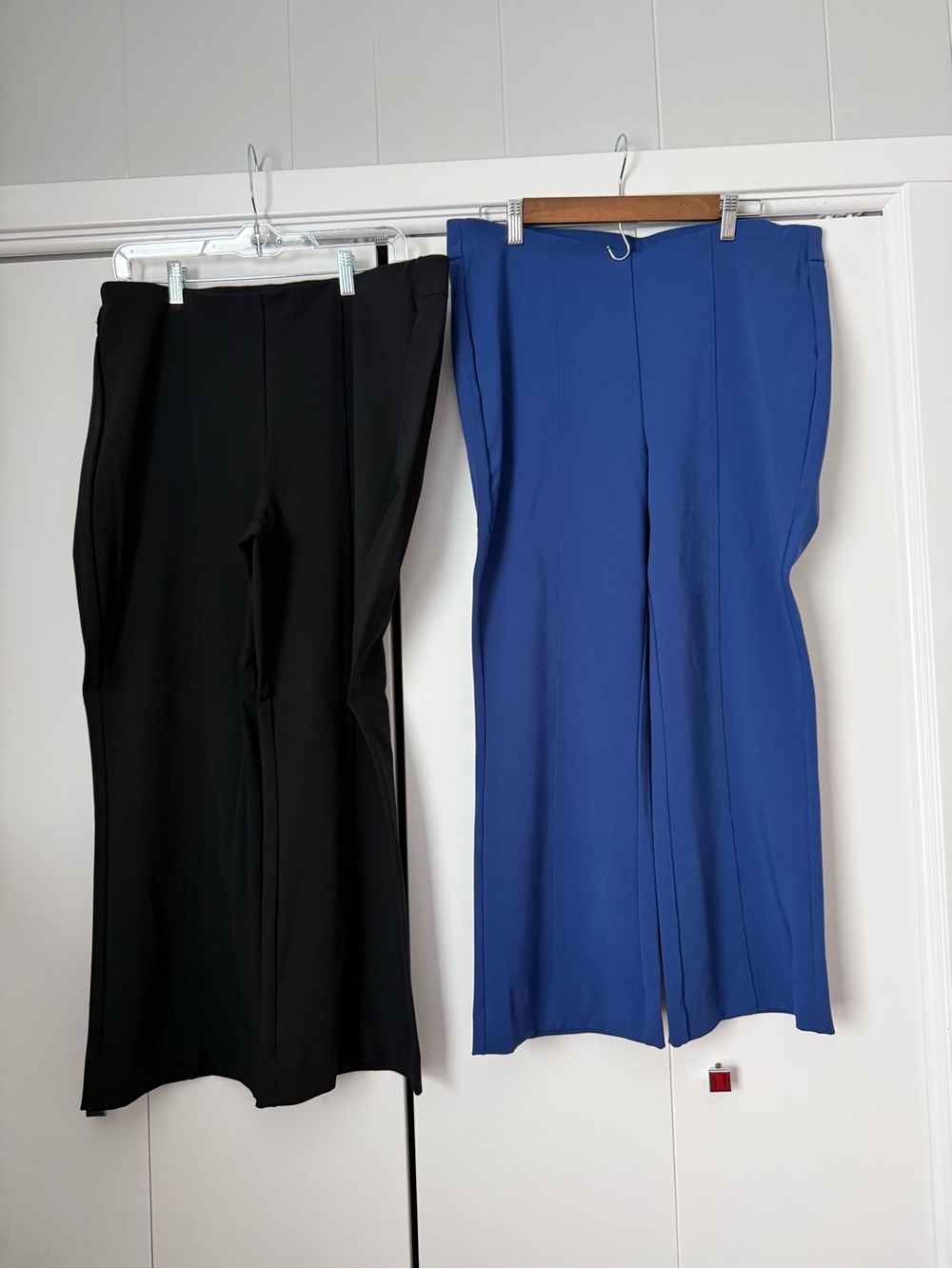 Chicos size 2.5.   2 pair Women’s Stretch Wide-Leg Pants in Black and Royal Blue